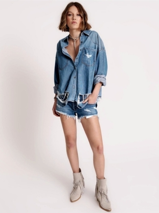 One Teaspoon Pants - One Teaspoon Bay Blue Bonitas Low Waist Denim Shorts